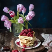 Пазл Тюльпаны и выпечка