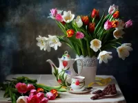 Пазл Тюльпаны натюрморт