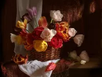 Пазл Тюльпаны в корзине