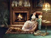 Пазл У камина 