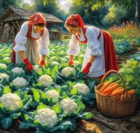 Пазл Уборка капусты