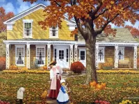 Пазл Уборка листьев