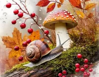 Пазл Улитка и мухомор 