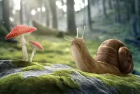 Пазл Улитка и мухоморы