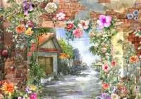 Пазл Улица в цветах