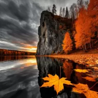 Пазл Утес над озером 