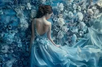 Пазл В голубом платье