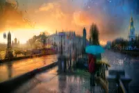 Пазл В городе дождь