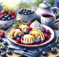 Пазл Вареники с черникой