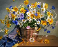 Пазл Васильки и ромашки 