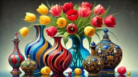 Пазл Вазы и тюльпаны