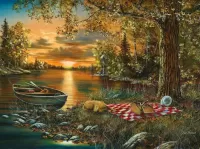 Пазл Вечер на реке