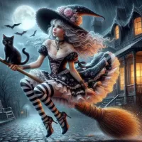 Пазл Ведьмочка на метле