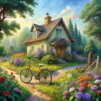 Пазл Велосипед у дома