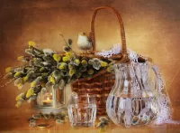 Пазл Верба и птичка