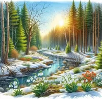 Пазл Весенний лес
