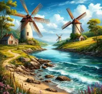 Пазл Ветряные мельницы