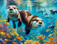 Пазл Выдры под водой 