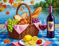 Пазл Вино и фрукты 