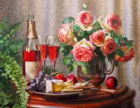 Пазл Вино и розы