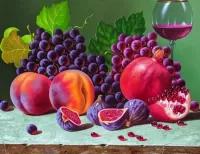Пазл Виноград и персики