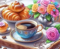 Пазл Выпечка и кофе