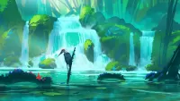 Пазл Водопад и цапля