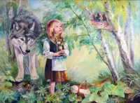 Пазл Волк и Красная шапочка 