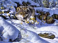 Пазл Волк на охоте