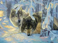 Пазл Волки