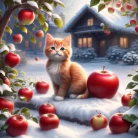 Пазл Яблоки на снегу