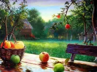 Пазл Яблоки под дождем