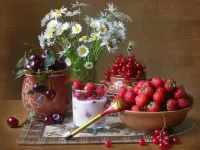 Пазл Ягоды и ромашки