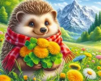 Пазл Ёжик и одуванчики 