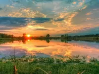 Пазл Закат на реке