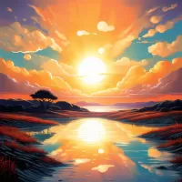 Пазл Закат в стране озер