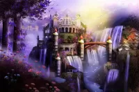 Пазл Замок на водопадах
