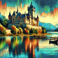 Пазл Замок над озером