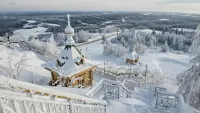 Пазл Заснеженная церковь