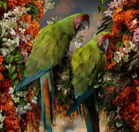 Пазл Зелёные ара
