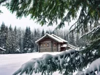 Пазл Зима избушка