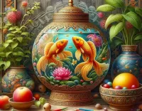 Пазл Золотые рыбки