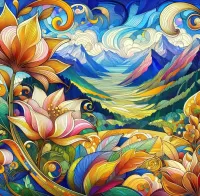 Пазл Золотые цветы